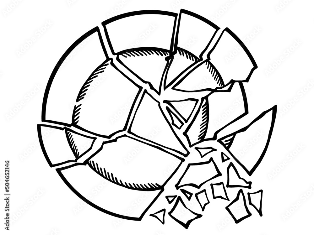 broken plate, vector black and white illustration Stock Vector | Adobe