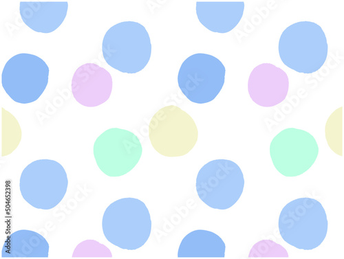 カラフルで透明感のある水玉模様ー手描き