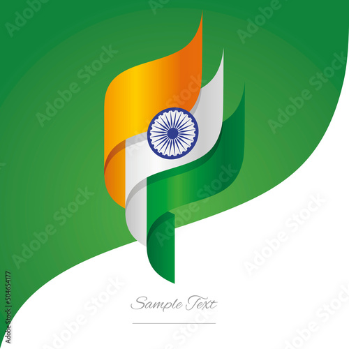 Abstract India 3D wavy flag orange white green modern ribbon strip logo icon abstract background vector