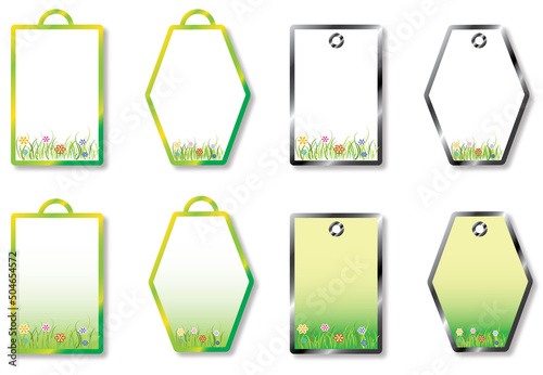 Set of variations of natural labels, stickers, frames, banners, isolated objects. Blank collection of frames with shapes and nature motifs for advertising and shopping. 