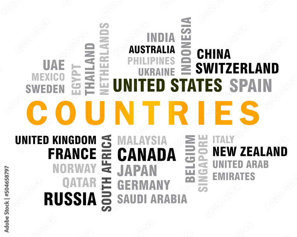 World countries word tag cloud  vector illustration