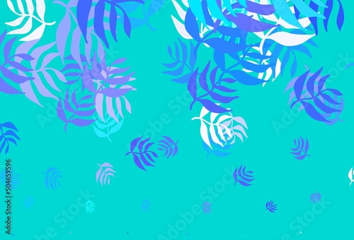 Light Blue  Green vector abstract backdrop with leaves.