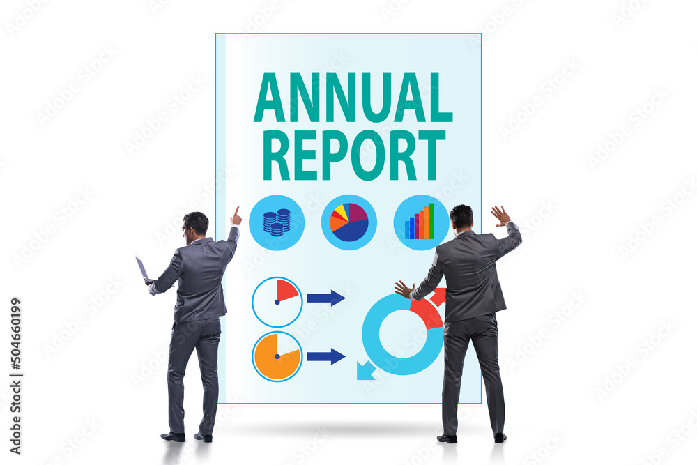 Fototapeta premium Businessman in annual report concept