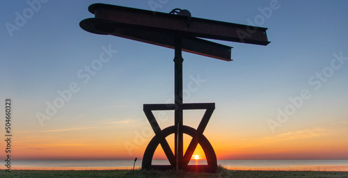 lifeguard tower at sunset