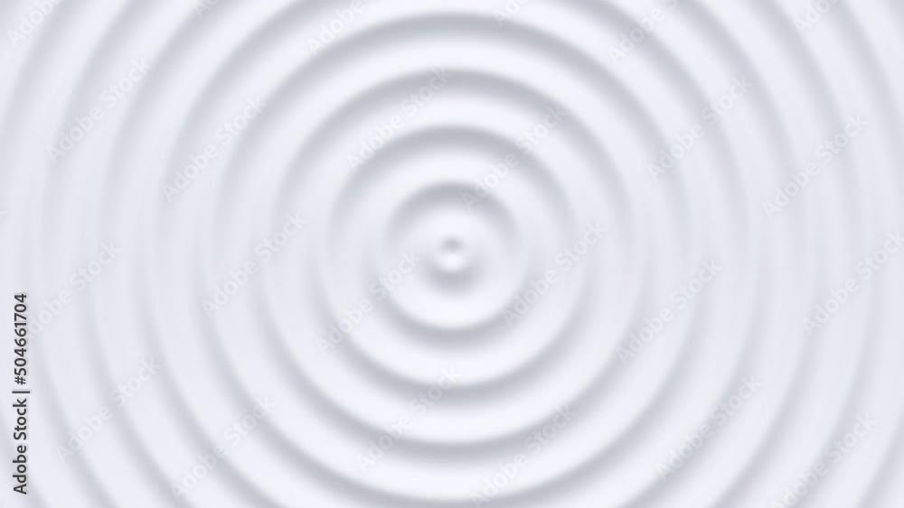 White light clean wavy concentric modern circular radial dynamic abstract background, 3d render seamless looping ripple waves, geometric ring round liquid wallpaper, futuristic moving circles