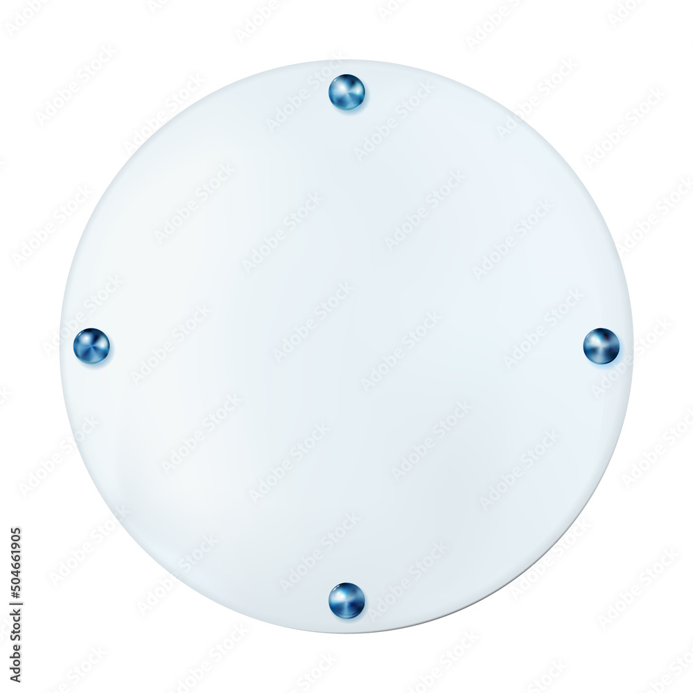 Realistic white round plate with rivets. Vector Realistic white round plate with rivets. Vector