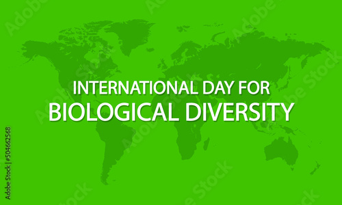 International Day for Biological Diversity green world map, vector art illustration.