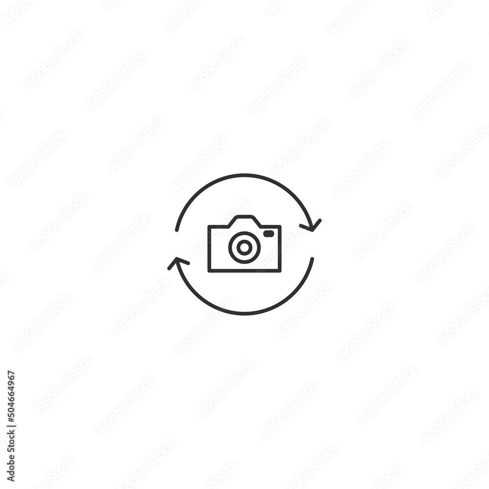 Camera reverse flip line icon. Switch photo button