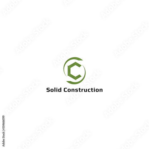 abstract initial letter C and S in green color isolated in white background applied for green construction logo design also suitable for the brands or companies that have initial name CS or SC
