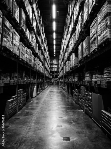 Black and white warehouse