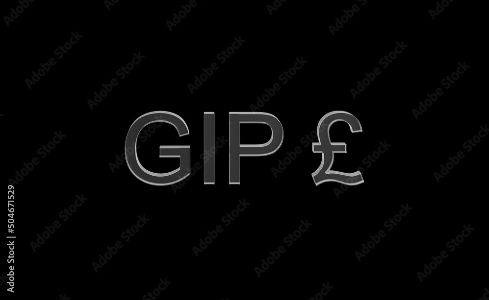Gibraltar Pound or GIP currency symbol of Gibraltar made with Glass - 3d Illustration, 3d rendering Gibraltar Pound or GIP currency symbol of Gibraltar made with Glass - 3d Illustration, 3d rendering