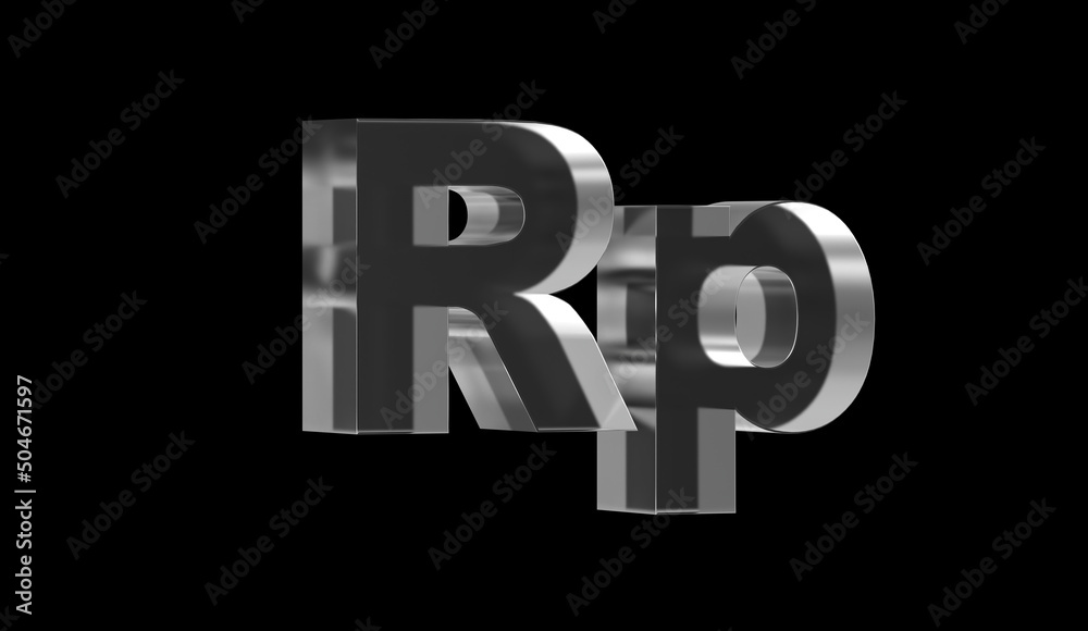 Indonesian rupiah or IDR currency symbol of indonesia made with Glass - 3d Illustration, 3d rendering Indonesian rupiah or IDR currency symbol of indonesia made with Glass - 3d Illustration, 3d rendering
