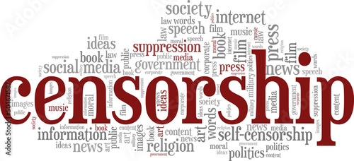 Censorship word cloud conceptual design isolated on white background.