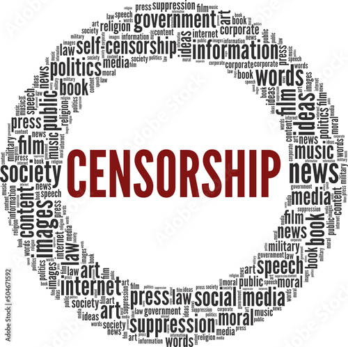 Censorship word cloud conceptual design isolated on white background.