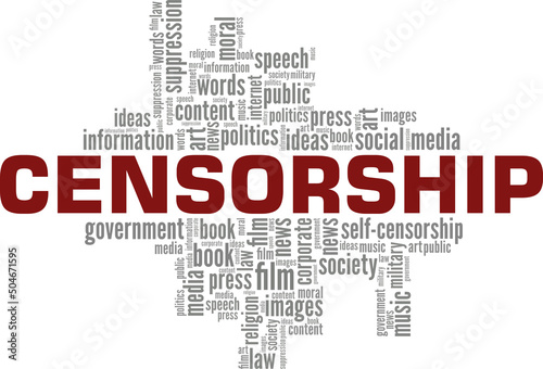 Censorship word cloud conceptual design isolated on white background.