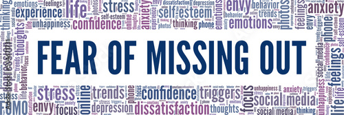 Fear Of Missing Out word cloud conceptual design isolated on white background.