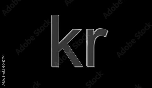 Norwegian krone or NOK currency symbol of Norway made with Glass - 3d Illustration, 3d rendering