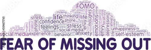 Fear Of Missing Out word cloud conceptual design isolated on white background.