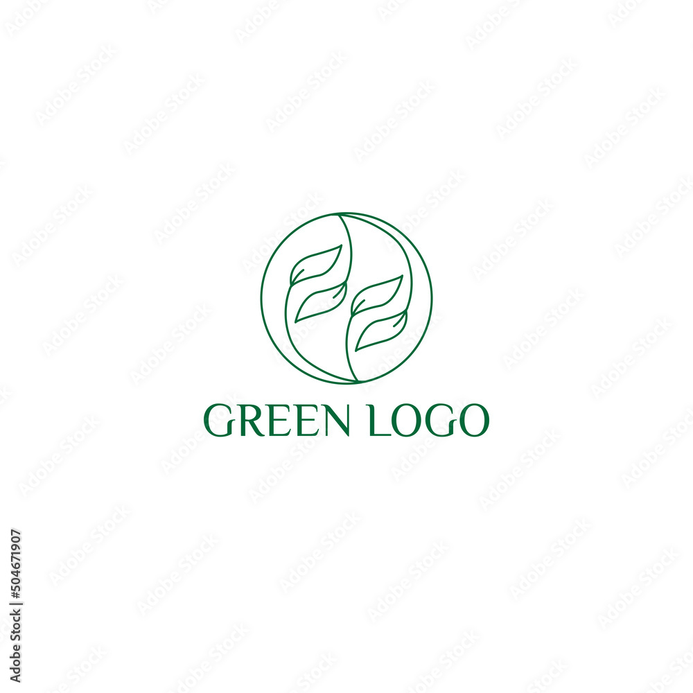 eco green house with leaf abstract logo for real estate company