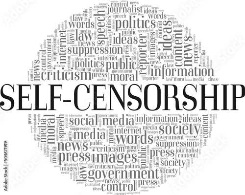 Self Censorship word cloud conceptual design isolated on white background.