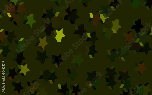 Dark Green vector backdrop with small and big stars.