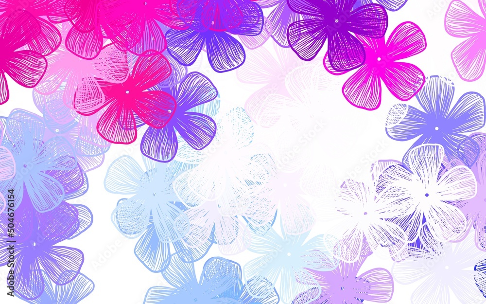 Obraz premium Light Blue, Red vector doodle layout with flowers