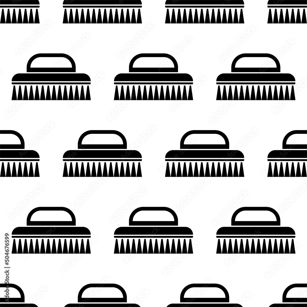 Cleaning Brush Icon Seamless Pattern, Scrub Brush Cleaning Brush Icon Seamless Pattern, Scrub Brush