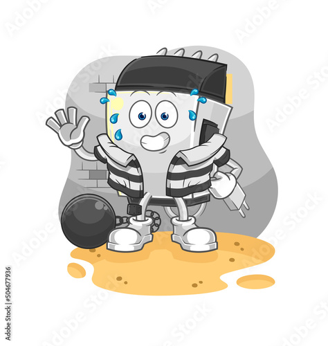 hair clipper criminal in jail. cartoon character