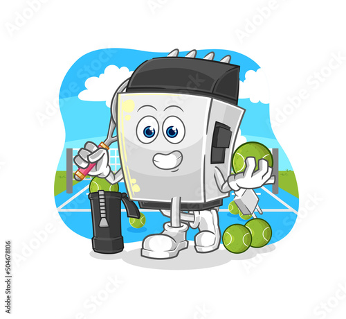 hair clipper plays tennis illustration. character vector