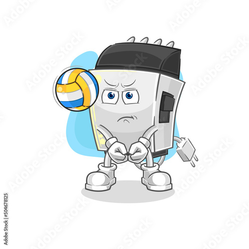 hair clipper play volleyball mascot. cartoon vector