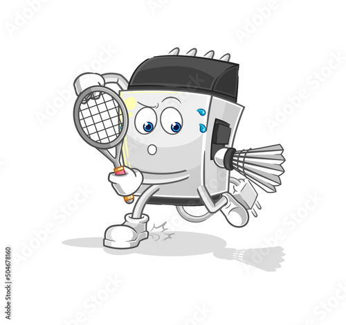 hair clipper playing badminton illustration. character vector