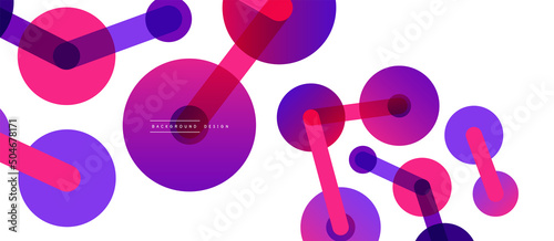 Abstract background. Round dots connected by lines. Trendy techno business template for wallpaper, banner, background or landing