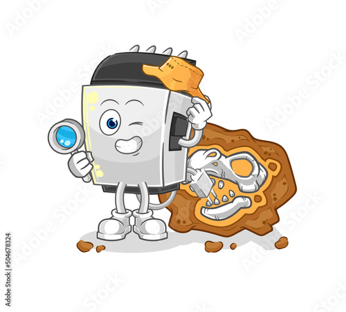 hair clipper archaeologists with fossils mascot. cartoon vector