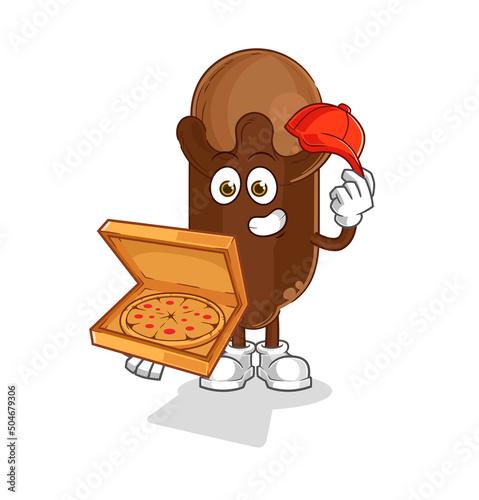 clove pizza delivery boy vector. cartoon character