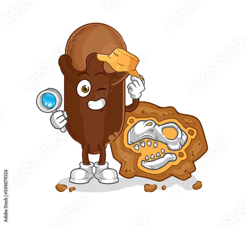 clove archaeologists with fossils mascot. cartoon vector