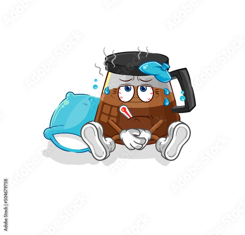coffee machine sick vector. cartoon character