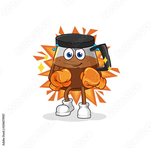 coffee machine boxer character. cartoon mascot vector