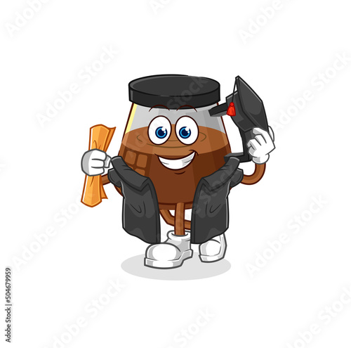 coffee machine graduation vector. cartoon character