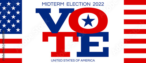 vote america midterm election 2022  USA banner design vector illustration
