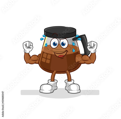 coffee machine muscular cartoon. cartoon mascot vector