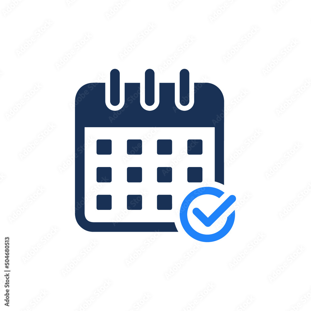 Appointment meeting icon. Calendar with checkmark, event schedule concept. Vector illustration isolated on white background. EPS 10. Appointment meeting icon. Calendar with checkmark, event schedule concept. Vector illustration isolated on white background. EPS 10.