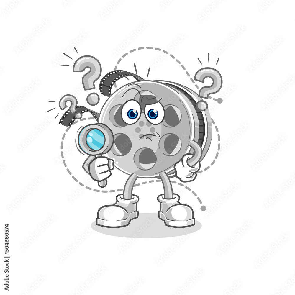 film reel searching illustration. character vector