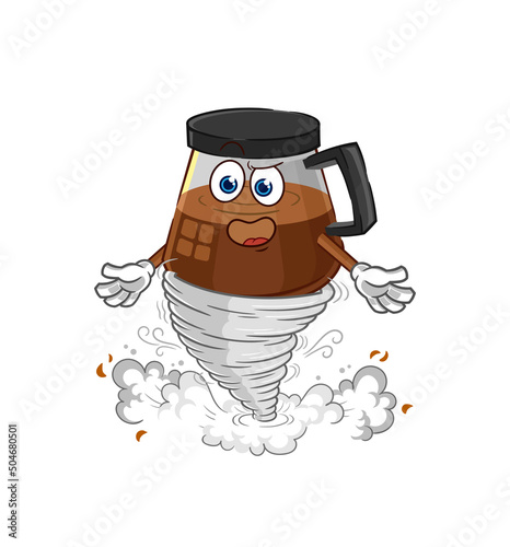 coffee machine in the tornado cartoon character vector