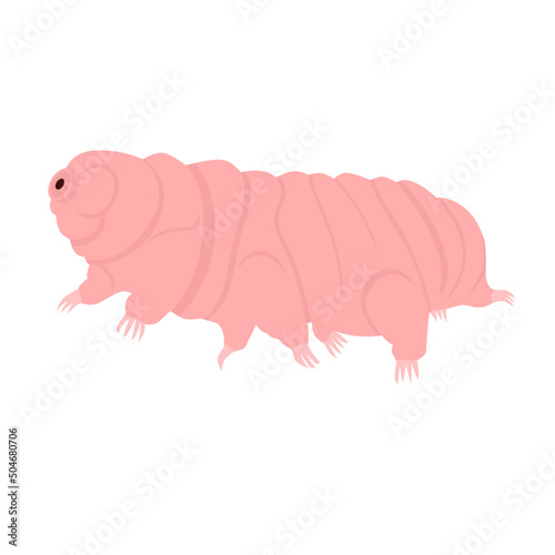 Tardigrade or water bear. Eight-legged microscopic invertebrate. Cartoon vector illustration.