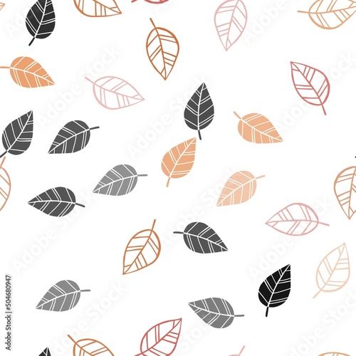 Light Orange vector seamless natural pattern with leaves. leaves on elegant natural pattern with gradient. Trendy design for wallpaper, fabric makers.