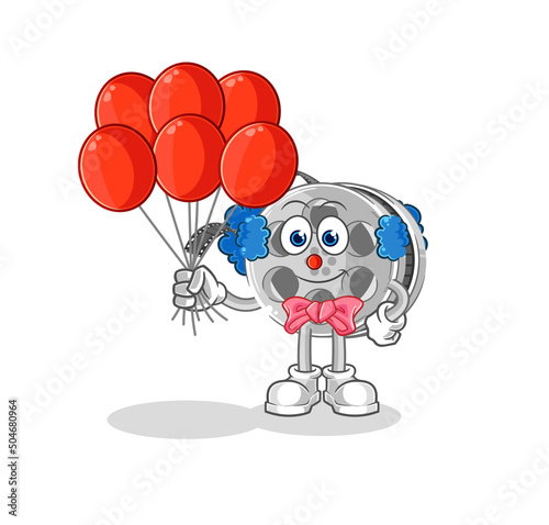 film reel clown with balloons vector. cartoon character © dataimasu