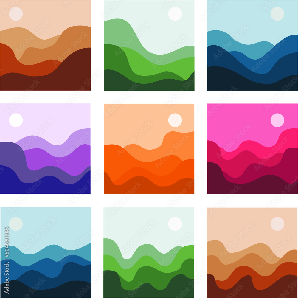 landscape abstract background set collection