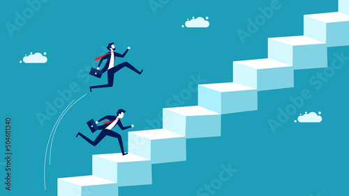 business competition. businessman jumping over business people. business concept