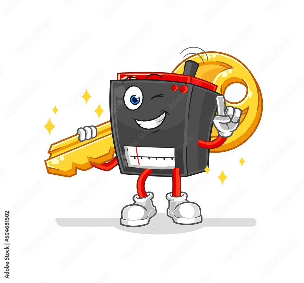 Fototapeta premium radio carry the key mascot. cartoon vector