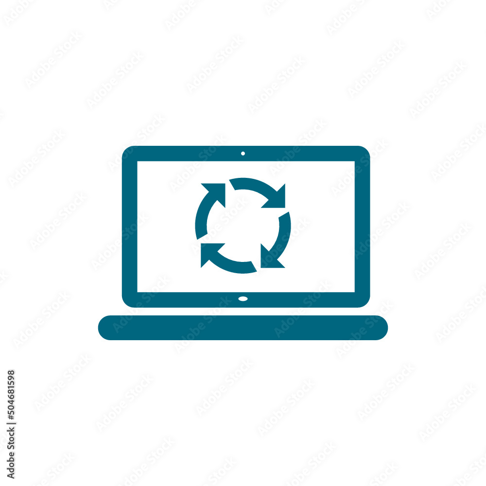 Laptop update process icon isolated on white background Laptop update process icon isolated on white background